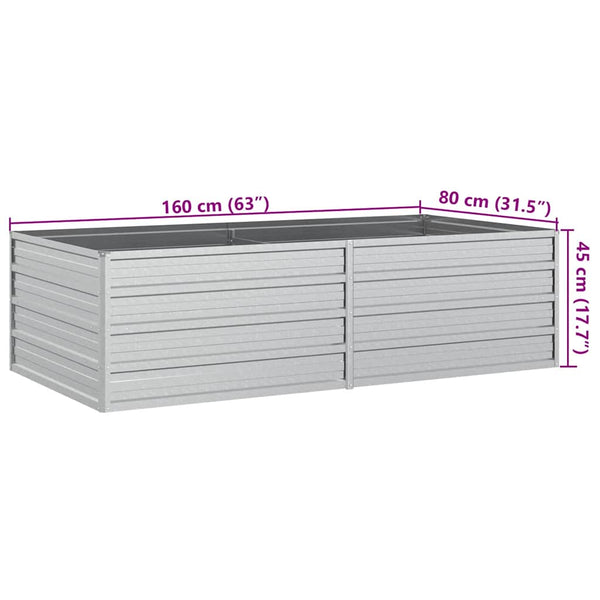 Garten-Hochbeet 160x80x45 cm Verzinkter Stahl Silber