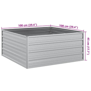 Garten-Hochbeet 100x100x45 cm Verzinkter Stahl Silber