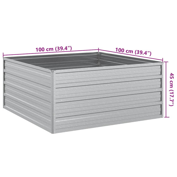 Garten-Hochbeet 100x100x45 cm Verzinkter Stahl Silber