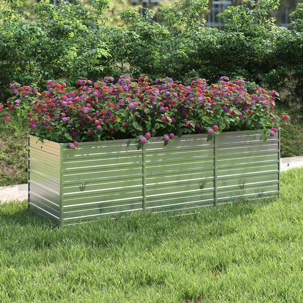 Garten-Hochbeet 240x80x77 cm Verzinkter Stahl Silbern