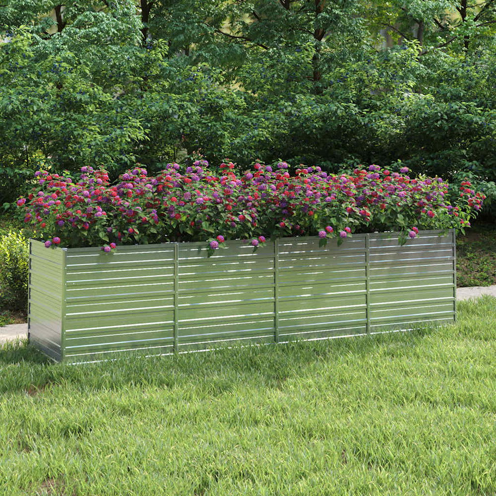 vidaXL Jardinière surélevée de jardin 320x80x77 cm Acier galvanisé Argenté