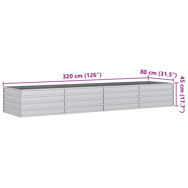 vidaXL Potager surélevé de jardin 320x80x45 cm en acier galvanisé argenté