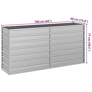 vidaXL Carré potager de jardin 160x40x77 cm en acier galvanisé Argenté