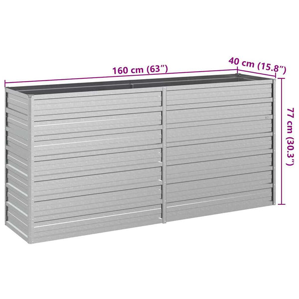 vidaXL Carré potager de jardin 160x40x77 cm en acier galvanisé Argenté