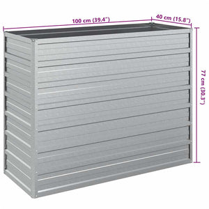 Garten-Hochbeet 100x40x77 cm Verzinkter Stahl Silber
