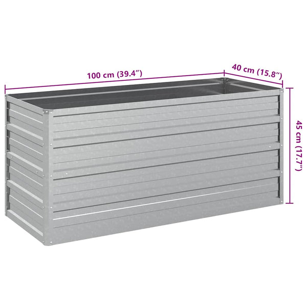Garten-Hochbeet 100x40x45 cm Verzinkter Stahl Silber