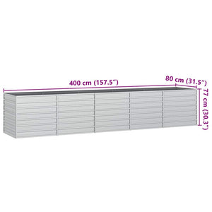 Garten-Hochbeet 400x80x77 cm Verzinkter Stahl Silber