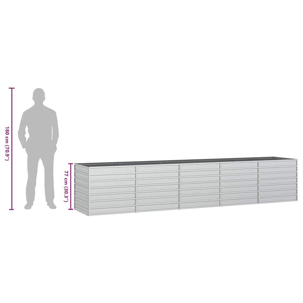 Garten-Hochbeet 400x80x77 cm Verzinkter Stahl Silber