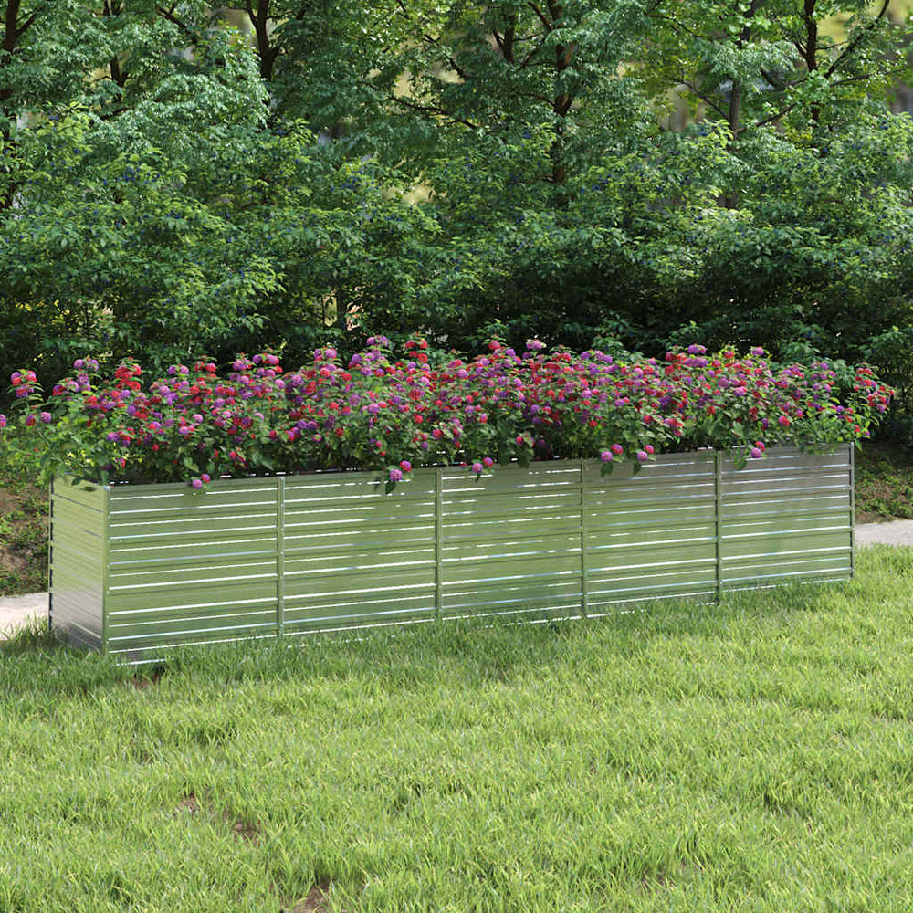 vidaXL Jardinière surélevée de jardin 400x80x77 cm en acier galvanisé Argenté