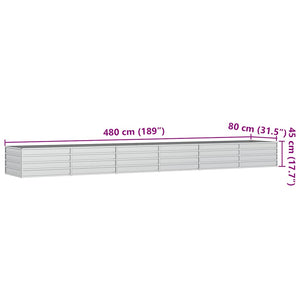 Garten-Hochbeet 480x80x45 cm Verzinkter Stahl Silber