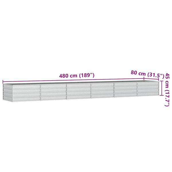Garten-Hochbeet 480x80x45 cm Verzinkter Stahl Silber