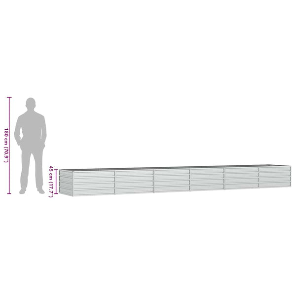 Garten-Hochbeet 480x80x45 cm Verzinkter Stahl Silber