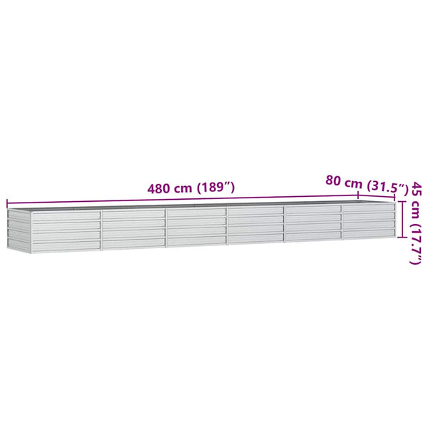 Garten-Hochbeet 480x80x77 cm Verzinkter Stahl Silber