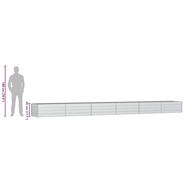 vidaXL Carré potager surélevé 600x80x45 cm Acier galvanisé Argenté