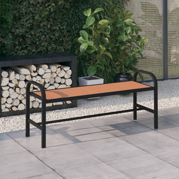 Gartenbank 124,5 cm Stahl und WPC Braun und Schwarz