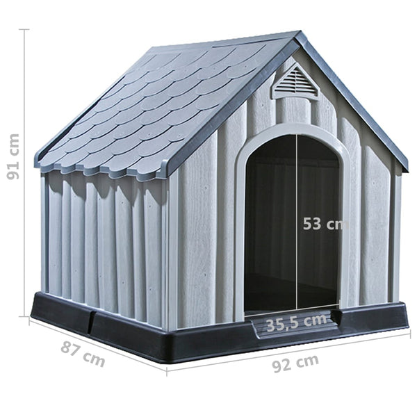 vidaXL Niche pour chien Gris 92x87x91 cm Plastique