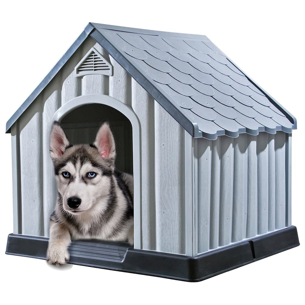 Graue Hundehütte aus Kunststoff, 92x87x91 cm