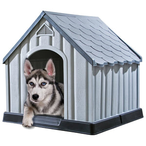 vidaXL Niche pour chien Gris 92x87x91 cm Plastique