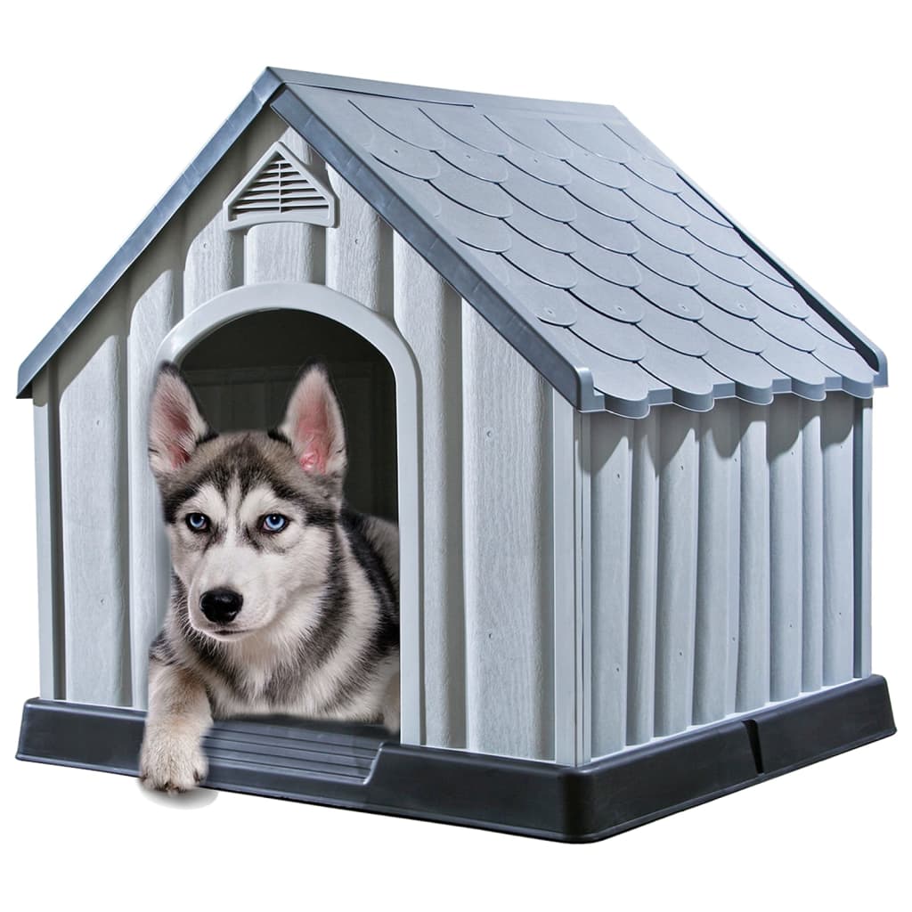 vidaXL Niche pour chien Gris 92x87x91 cm Plastique