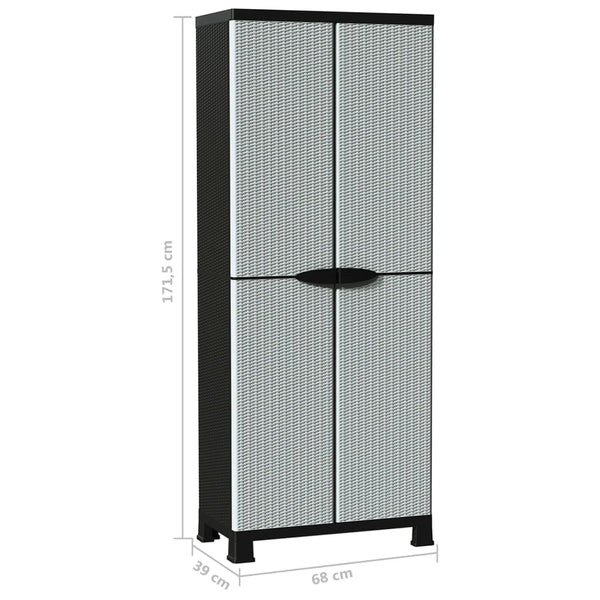 Kunststoffschrank Rattan-Design, 171,5 cm hoch