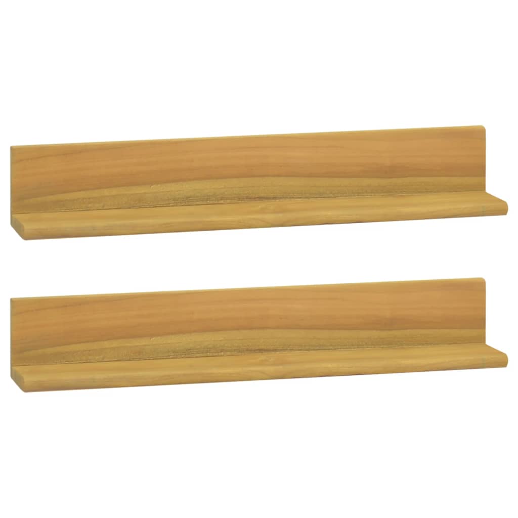 2er Set Wandregale aus massivem Teakholz 60cm