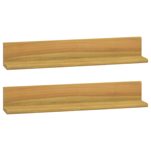 2er Set Wandregale aus massivem Teakholz 60cm