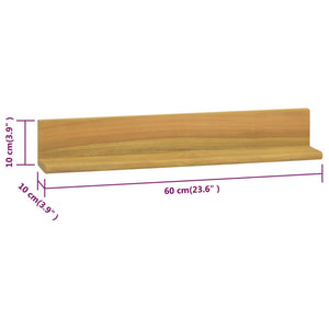 2er Set Wandregale aus massivem Teakholz 60cm