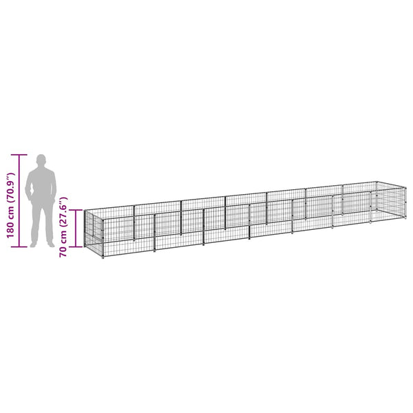 Hundezwinger Schwarz 7 m² Stahl