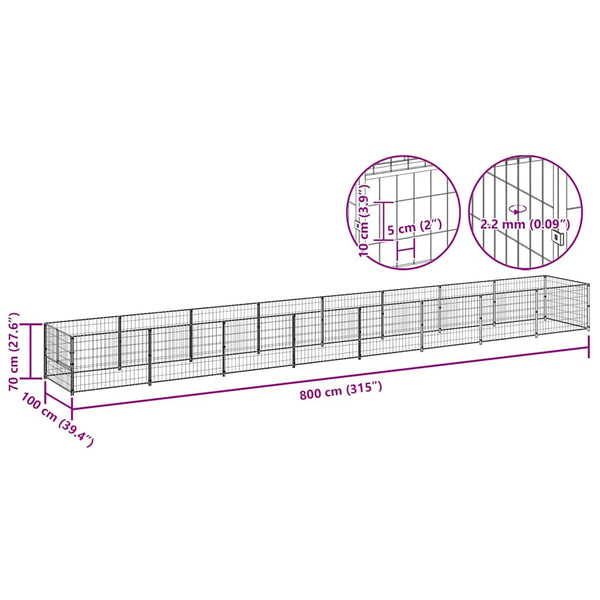 Hundezwinger Schwarz 8 m² Stahl