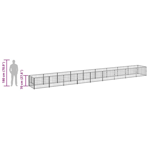 Hundezwinger Schwarz 9 m² Stahl