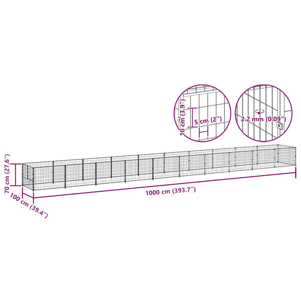Hundezwinger Schwarz 10 m² Stahl