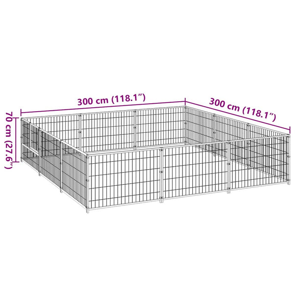 Hundezwinger Schwarz 9 m² Stahl