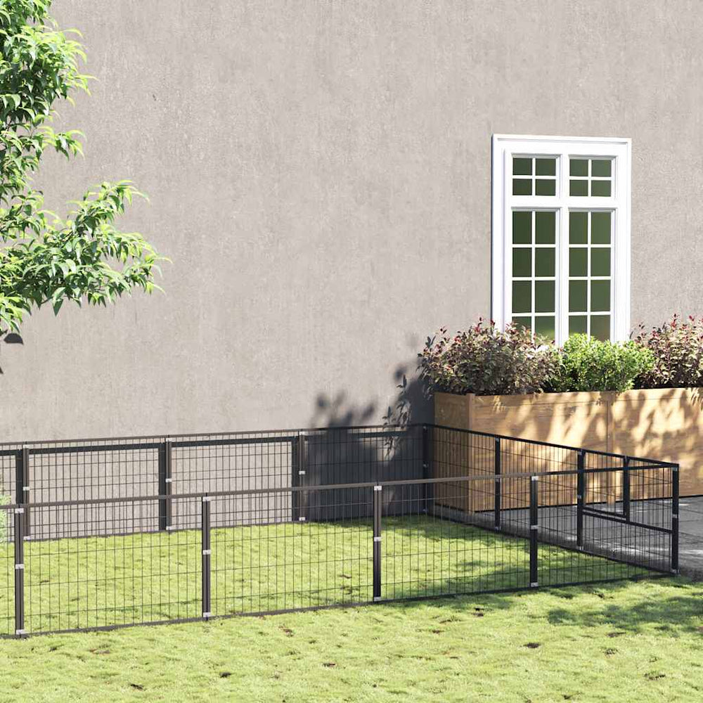 Hundezwinger Schwarz 21 m² Stahl