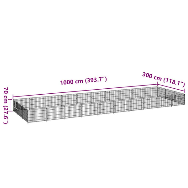 Hundezwinger Schwarz 30 m² Stahl