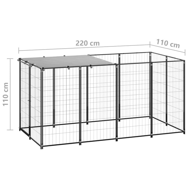 Hundezwinger Schwarz 2,42 m² Stahl