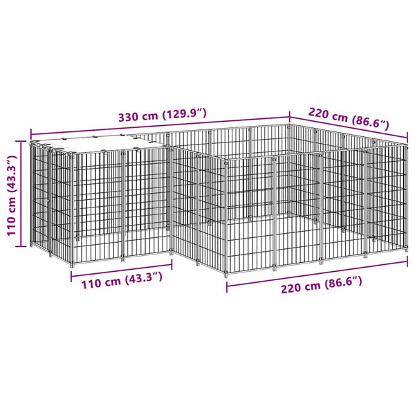 Hundezwinger Schwarz 6,05 m² Stahl