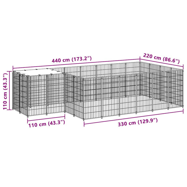 Hundezwinger Schwarz 8,47 m² Stahl