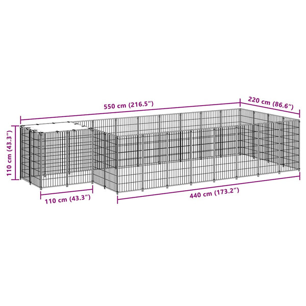 Hundezwinger Schwarz 10,89 m² Stahl