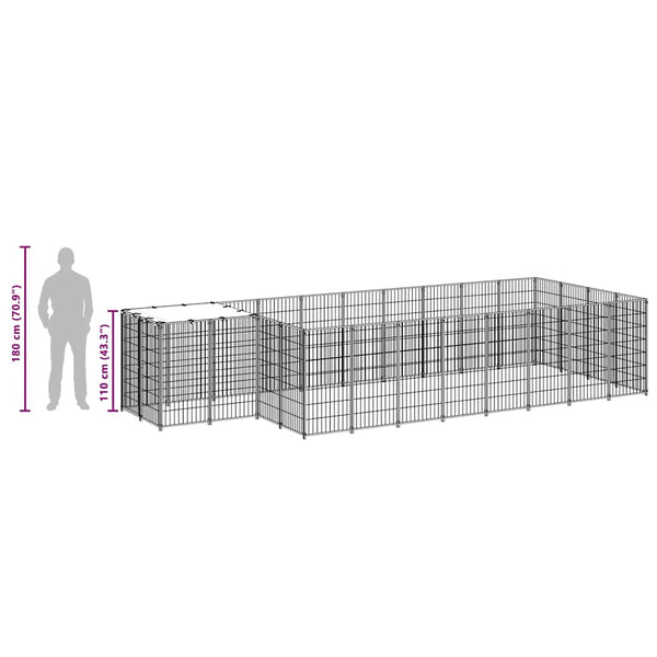 Hundezwinger Schwarz 10,89 m² Stahl