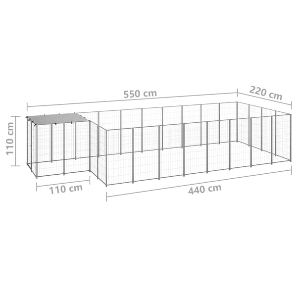 Hundezwinger Silbern 10,89 m² Stahl