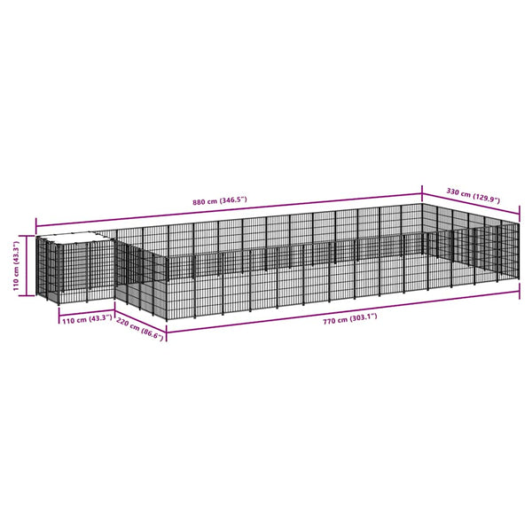 Hundezwinger Schwarz 26,62 m² Stahl