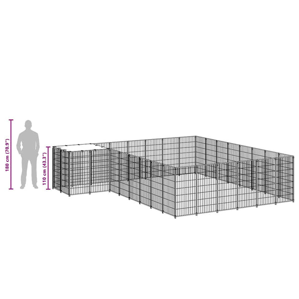 Hundezwinger Schwarz 15,73 m² Stahl