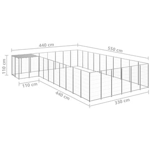 Hundezwinger Silbern 19,36 m² Stahl