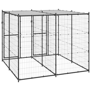 Outdoor-Hundezwinger Stahl mit Überdachung 4,84 m²