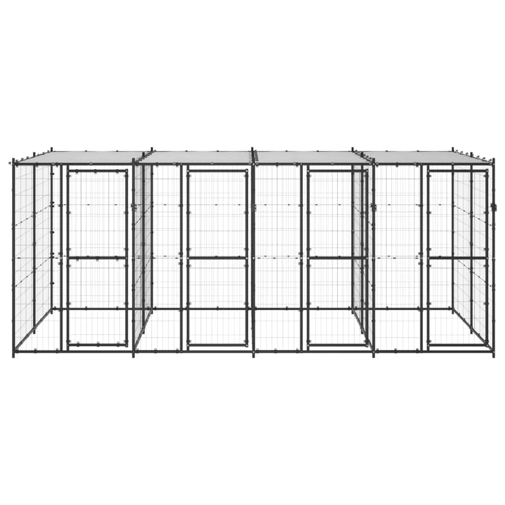 Outdoor-Hundezwinger Stahl mit Überdachung 9,68 m²