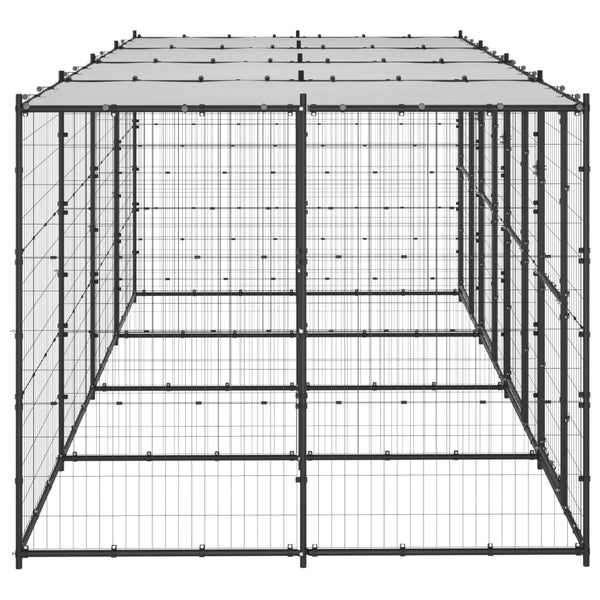 Outdoor-Hundezwinger Stahl mit Überdachung 9,68 m²