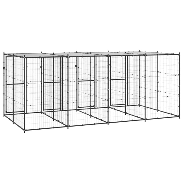 Outdoor-Hundezwinger Stahl mit Überdachung 9,68 m²