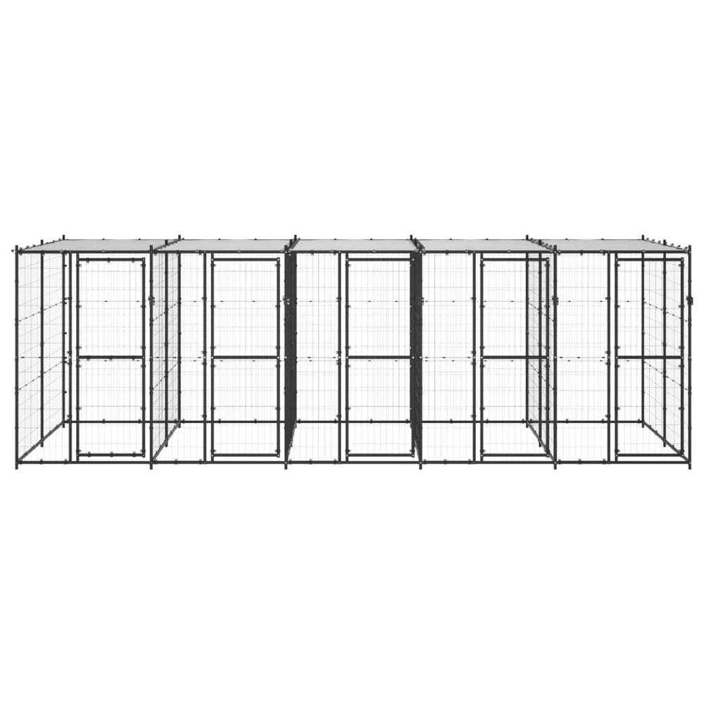 Outdoor-Hundezwinger Stahl mit Überdachung 12,1 m²