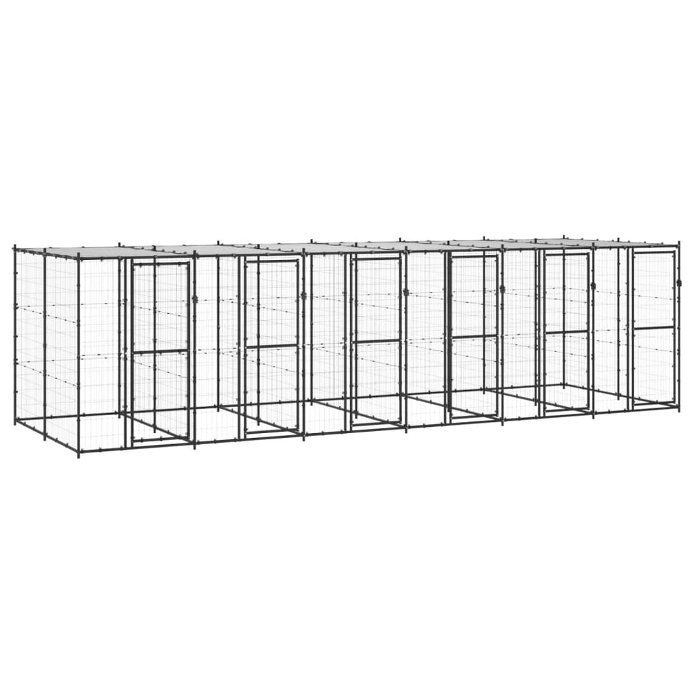Outdoor-Hundezwinger Stahl mit Überdachung 14,52 m²