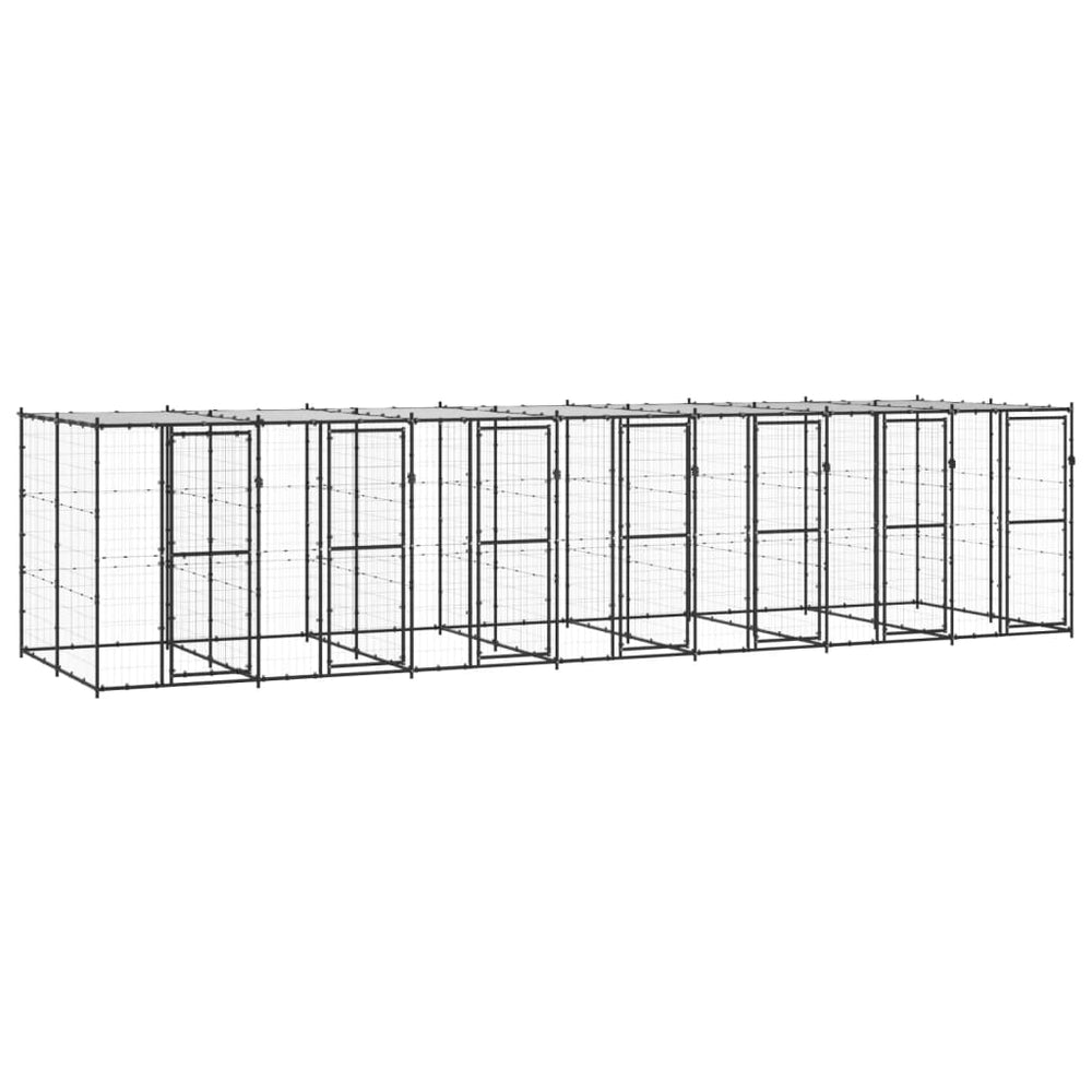 Outdoor-Hundezwinger Stahl mit Überdachung 16,94 m²